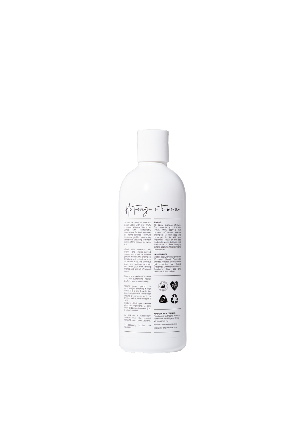 Moana Wakame Shampoo back label