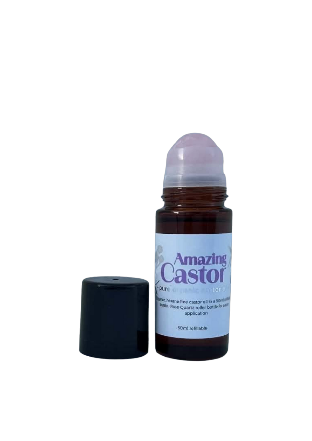 Amazing Castor organic castor oil with rose quartz roller