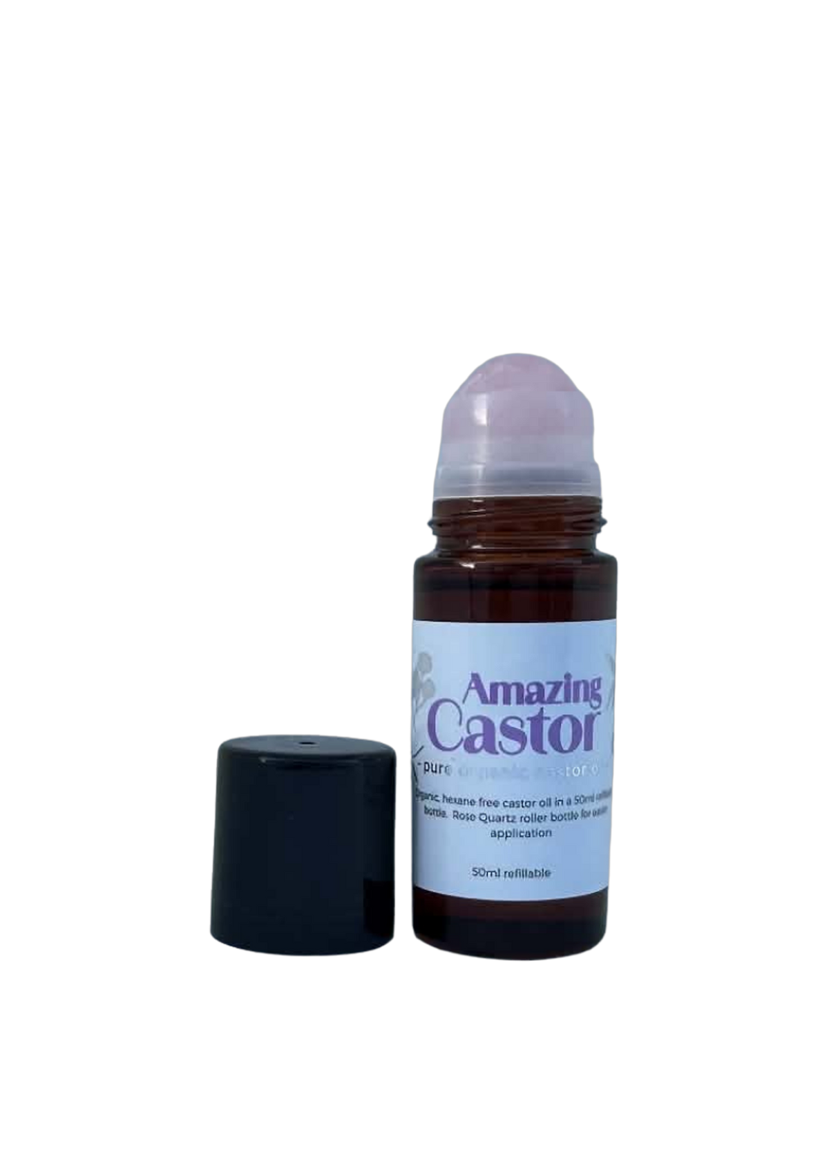 Amazing Castor organic castor oil with rose quartz roller